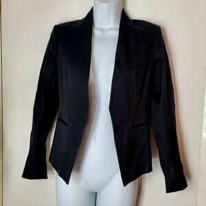 Theory Women Classic Blazer Black Cotton Blend Collared Long Sleeve Size 00